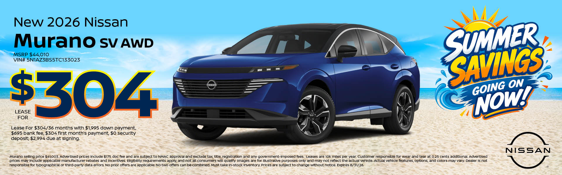 2026 Nissan Murano Lease Offer