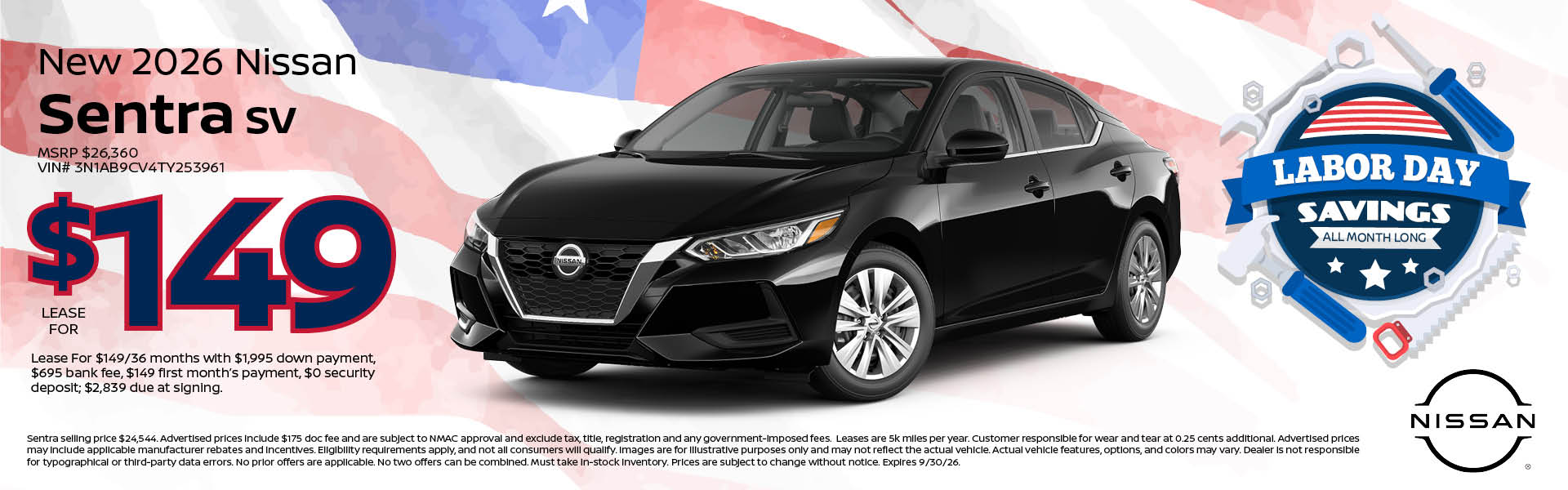 2026 Nissan Sentra lease offer