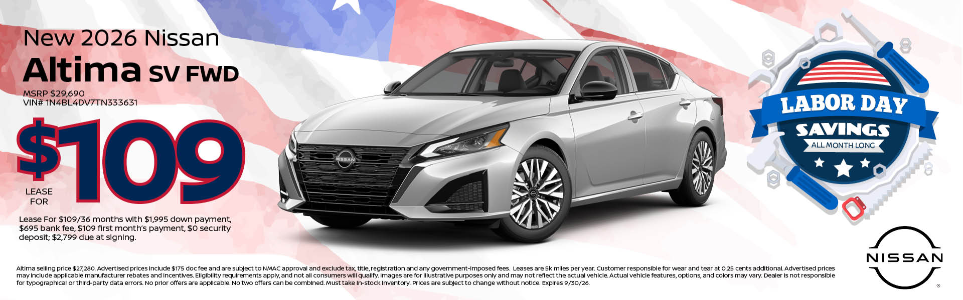 2026 Nissan Altima lease offer