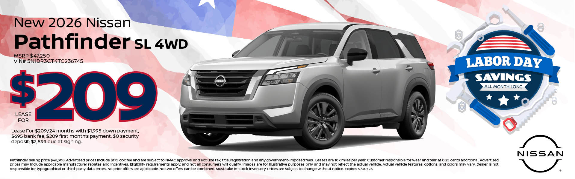 2026 Nissan Pathfinder lease offer