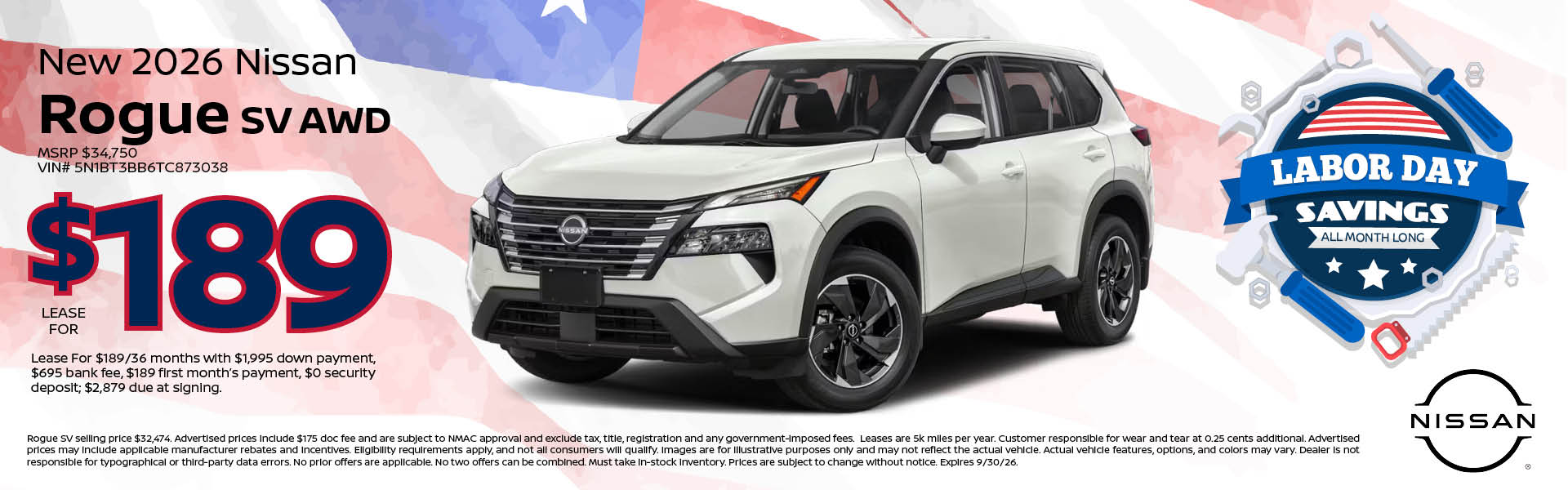 2026 Nissan Rogue lease offer