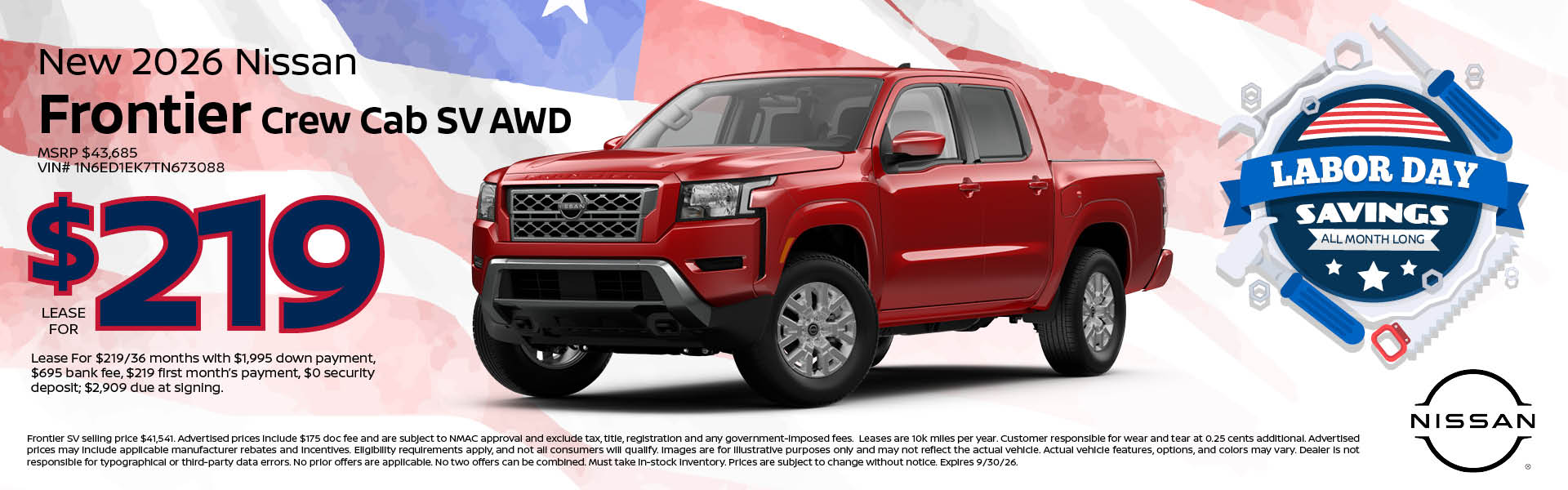 2026 Nissan Frontier lease offer