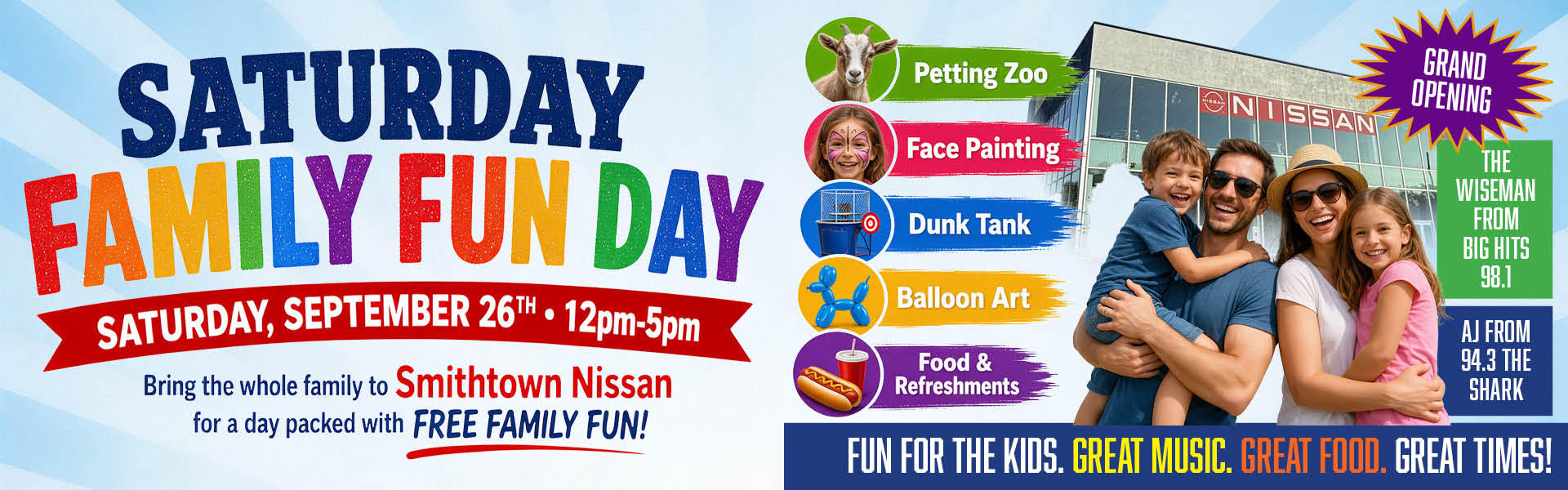 Saturday Family Fun Day September 26th, 12pm to 5pm