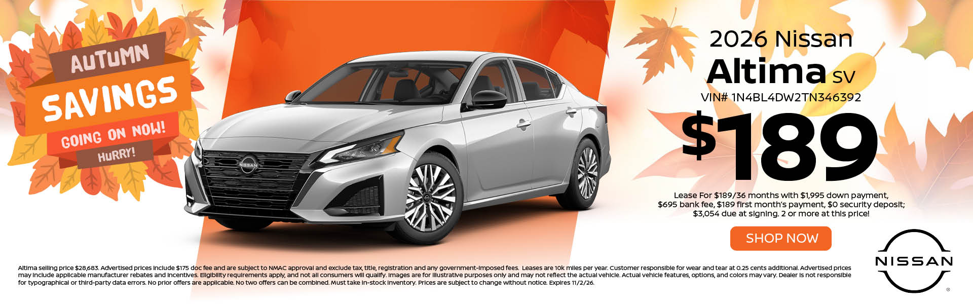 2026 Nissan Altima SV Lease Offer at Smithtown Nissan