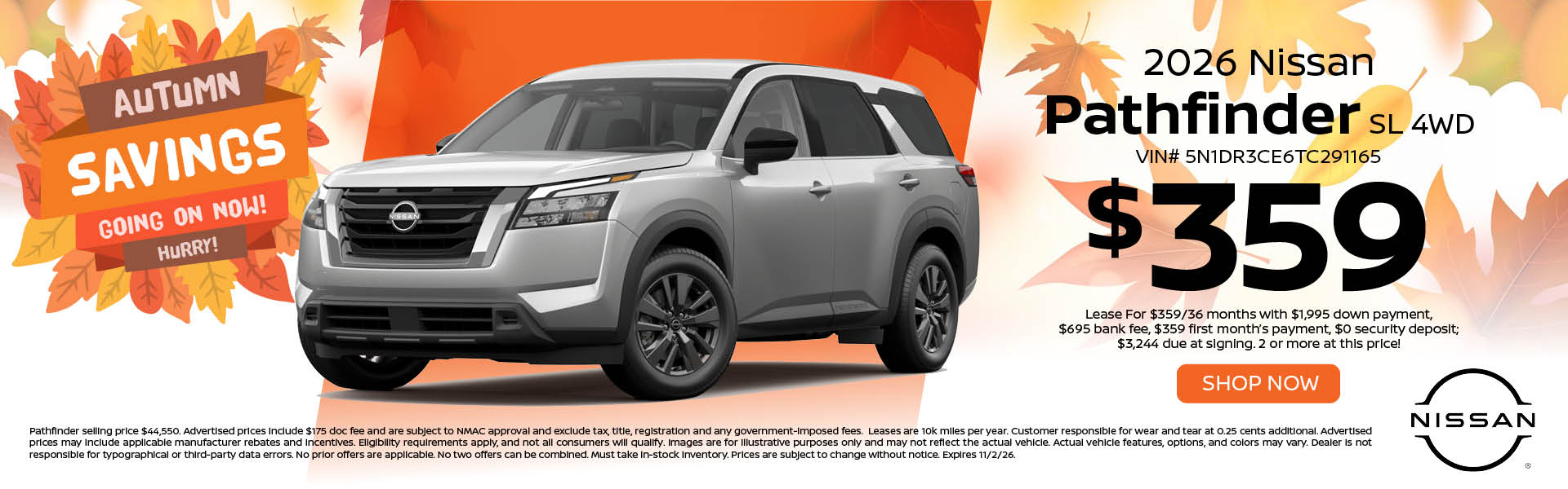2026 Nissan Pathfinder SL Lease Offer at Smithtown Nissan