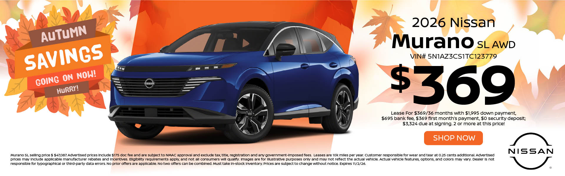 2026 Nissan Murano SL Lease Offer at Smithtown Nissan