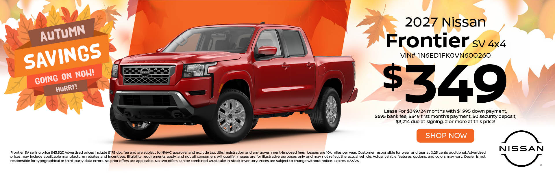 2027 Nissan Frontier SV Lease Offer at Smithtown Nissan