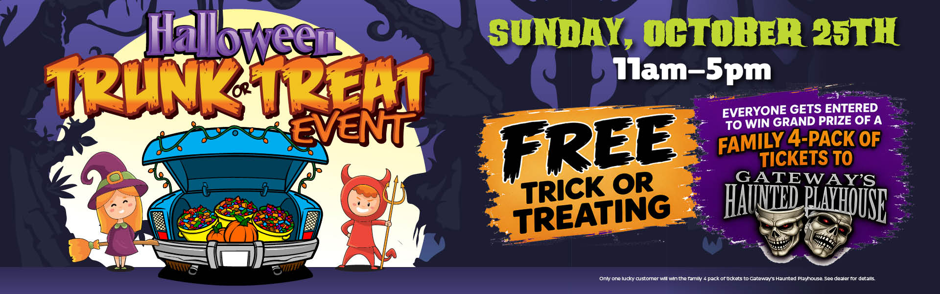 Halloween Trunk or Treat Event Sunday, October 25th, 11am to 5pm