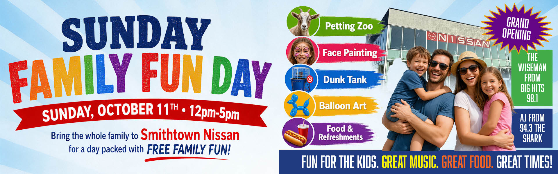 Sunday Family Fun Day Sunday, October 11th - 12pm to 5pm