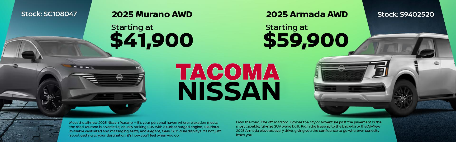 2025 Murano and 2025 Armada
