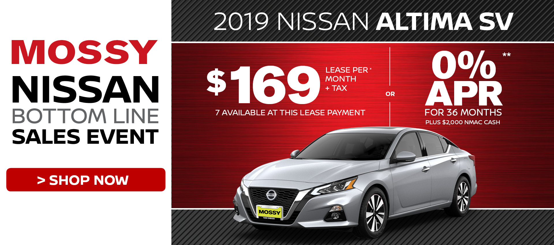 Mossy Nissan - Nissan Altima SV $169 Lease HP