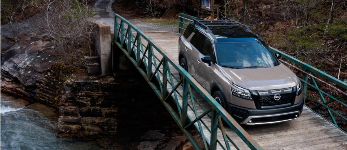 2023 Nissan Pathfinder Rock Creek on bridge