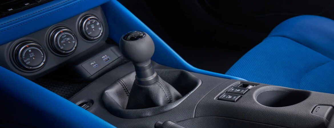 2023 Nissan Z Center Console And Shift Knob Illustrating 6-Speed Manual Transmission