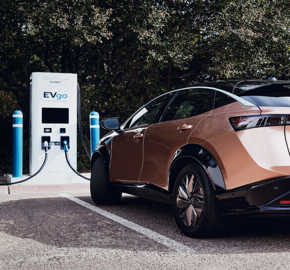 Nissan EV charging at an EVgo station 